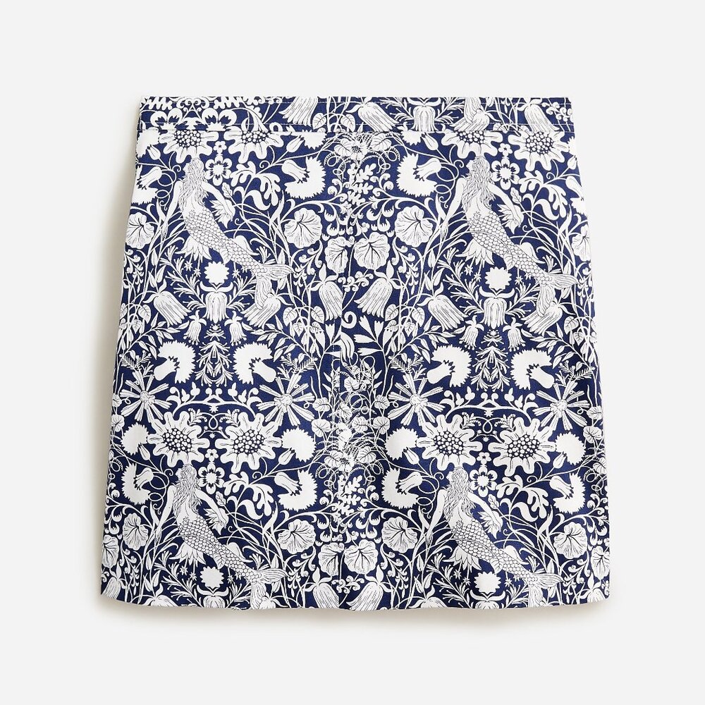 J. Crew Natasha twill-blend skirt in mermaid print, Sz 4